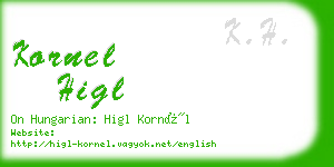 kornel higl business card